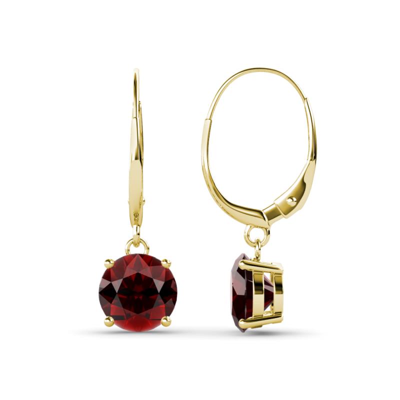 Grania Red Garnet (6.5mm) Solitaire Dangling Earrings 