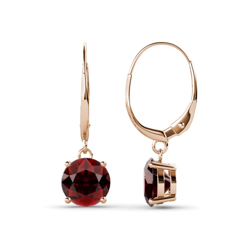 Grania Red Garnet (6.5mm) Solitaire Dangling Earrings 