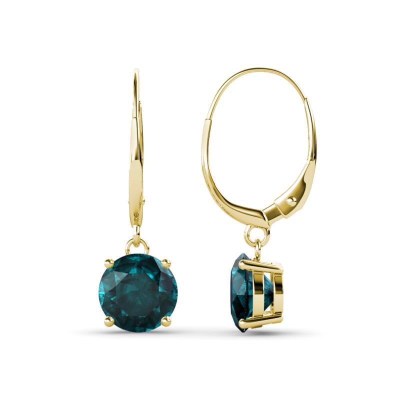 Grania London Blue Topaz (6.5mm) Solitaire Dangling Earrings 