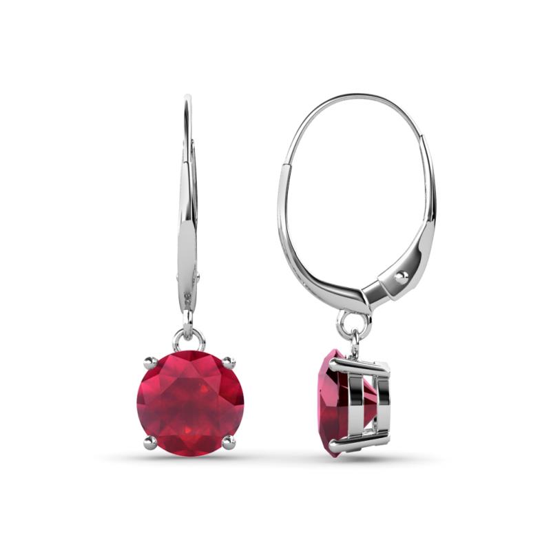 Grania Ruby (6mm) Solitaire Dangling Earrings 