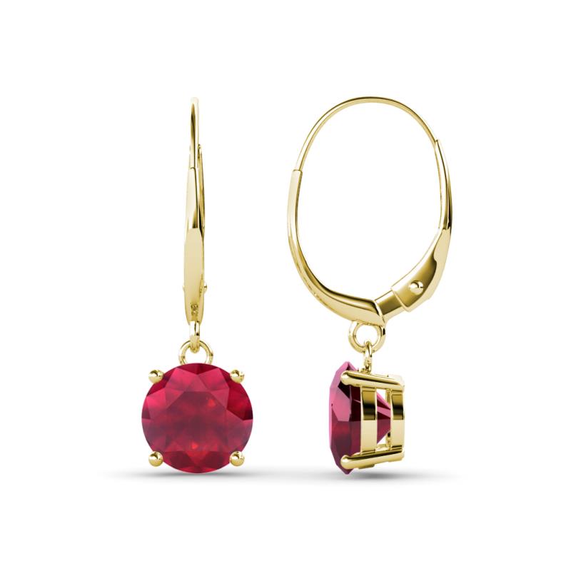 Grania Ruby (6mm) Solitaire Dangling Earrings 