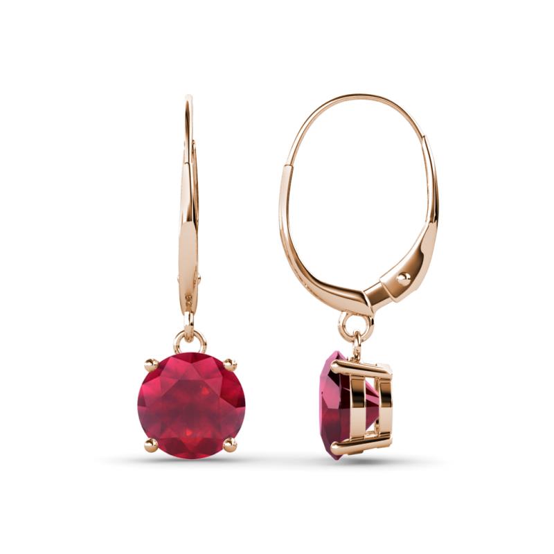 Grania Ruby (6mm) Solitaire Dangling Earrings 