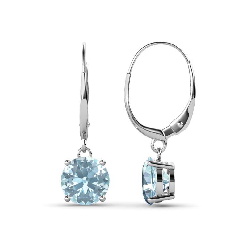 Grania Aquamarine (6.5mm) Solitaire Dangling Earrings 