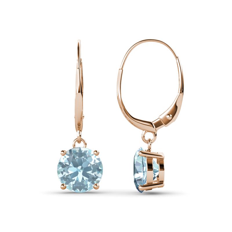 Grania Aquamarine (6.5mm) Solitaire Dangling Earrings 