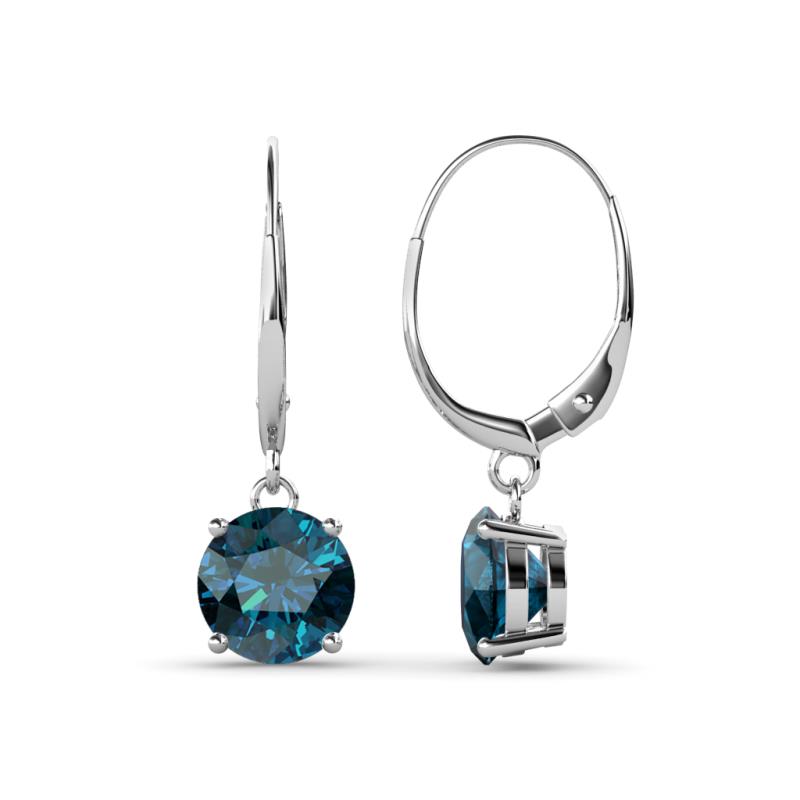 Grania Blue Diamond (6.5mm) Solitaire Dangling Earrings 
