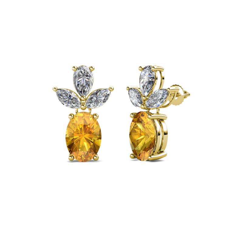 Vania Citrine and Diamond Dangle Stud Earrings 