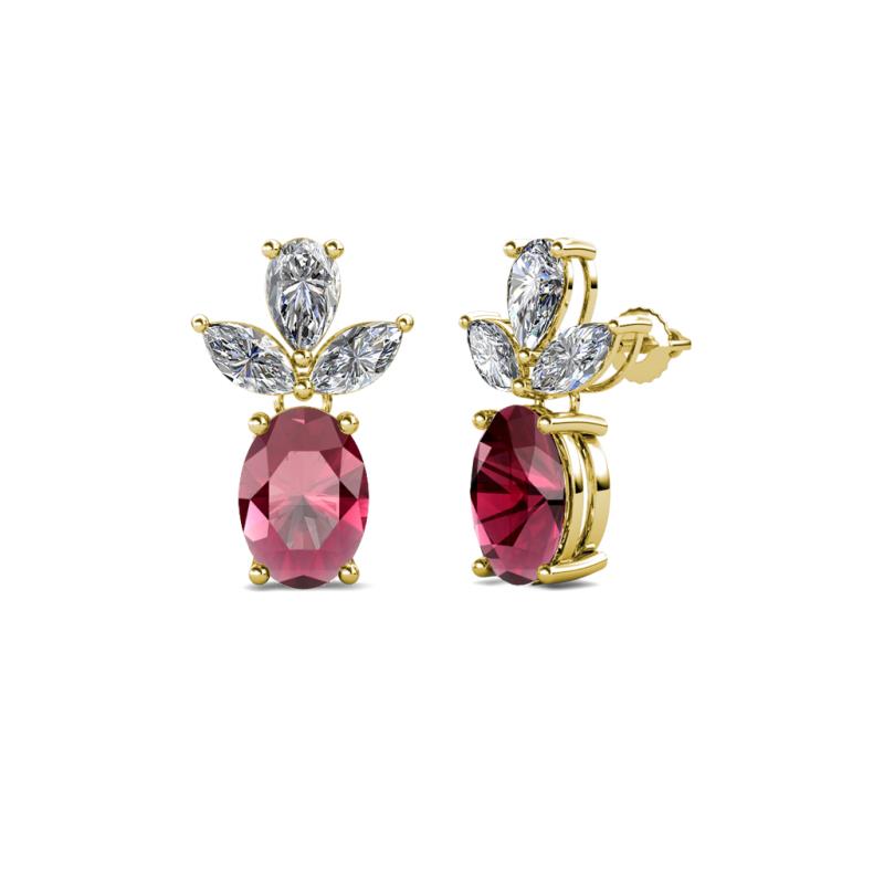 Vania Rhodolite Garnet and Diamond Dangle Stud Earrings 