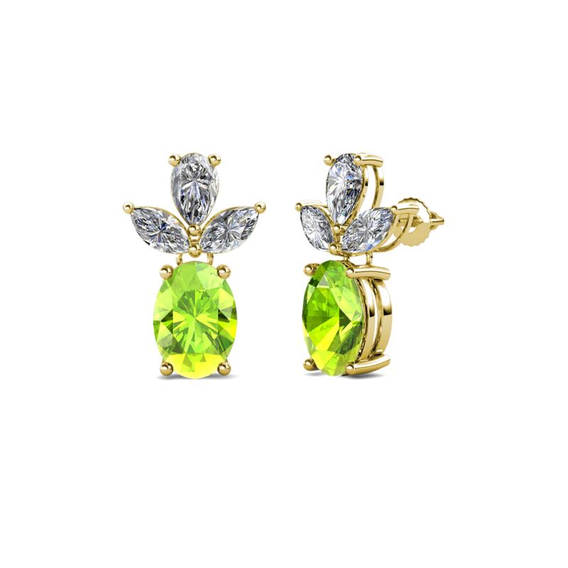 Vania Peridot and Diamond Dangle Stud Earrings 