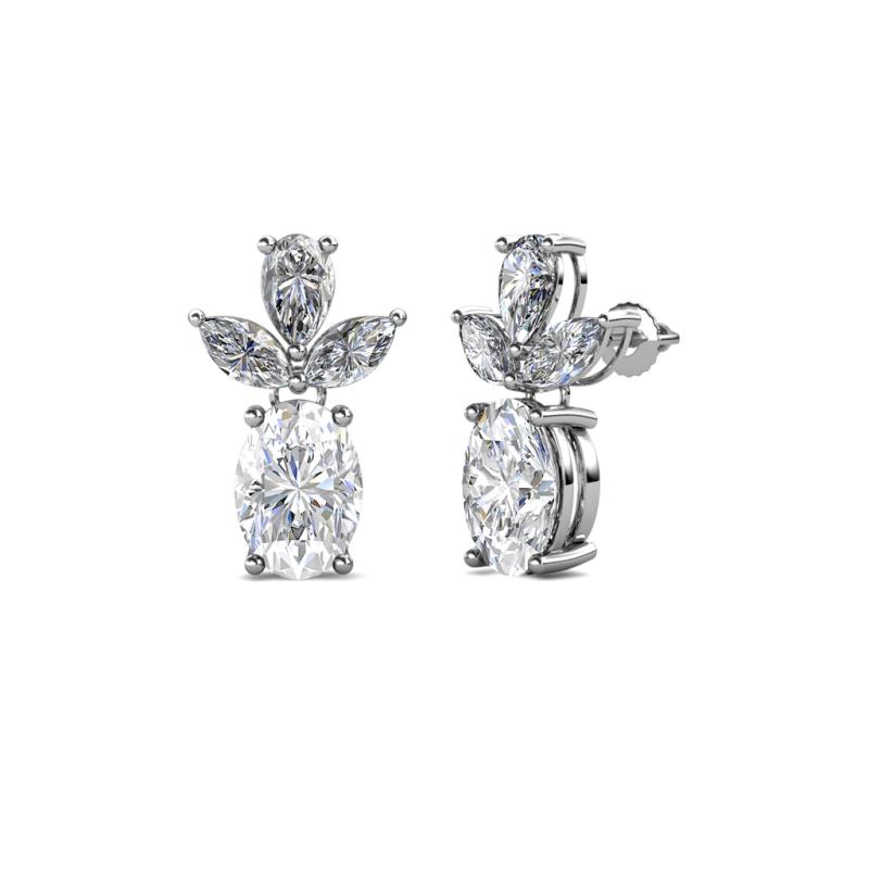 Vania White Sapphire and Diamond Dangle Stud Earrings 