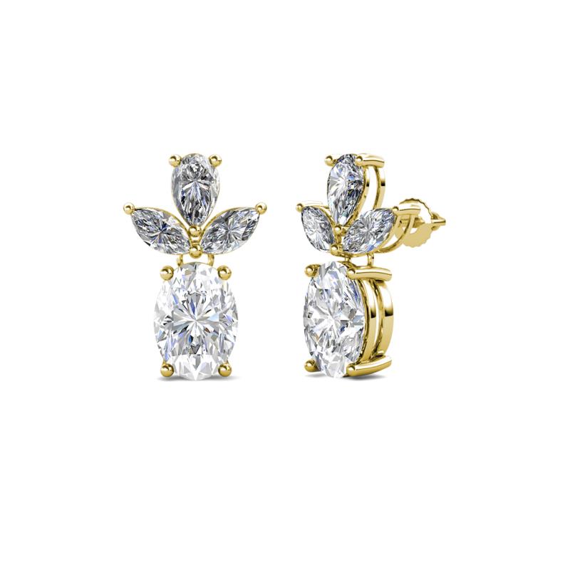 Vania White Sapphire and Diamond Dangle Stud Earrings 