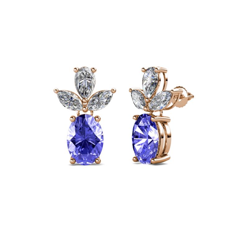 Vania Tanzanite and Diamond Dangle Stud Earrings 