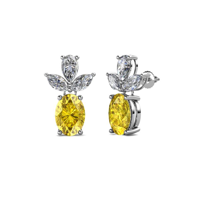 Vania Yellow Sapphire and Diamond Dangle Stud Earrings 