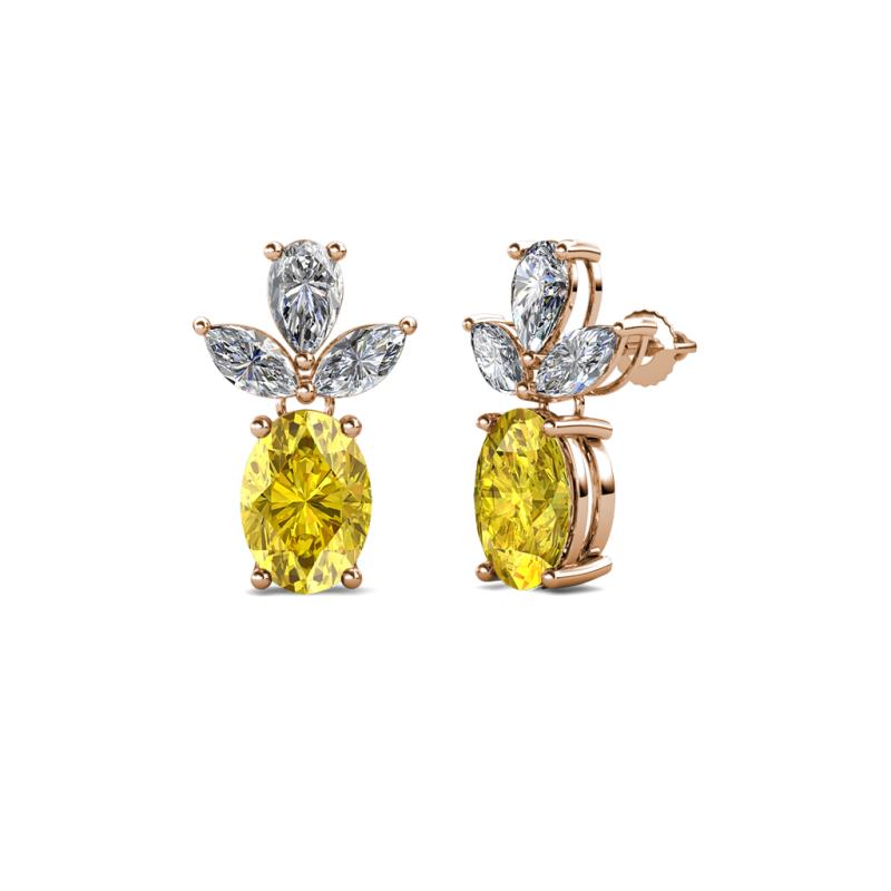 Vania Yellow Sapphire and Diamond Dangle Stud Earrings 