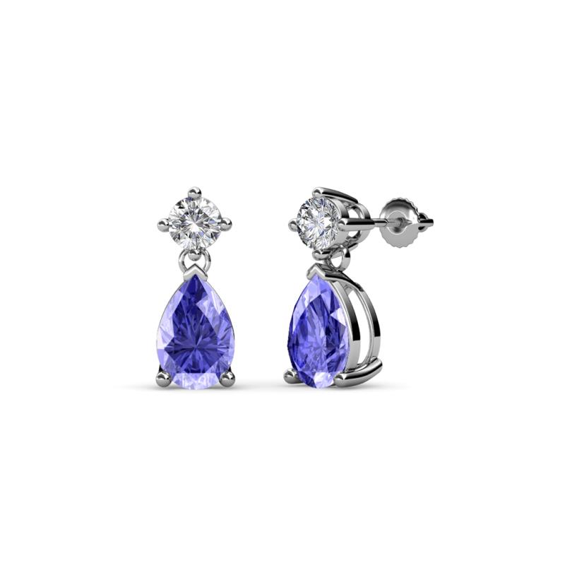 Arina Pear Shape 7x5 mm Tanzanite and Diamond Dangle Stud Earrings 