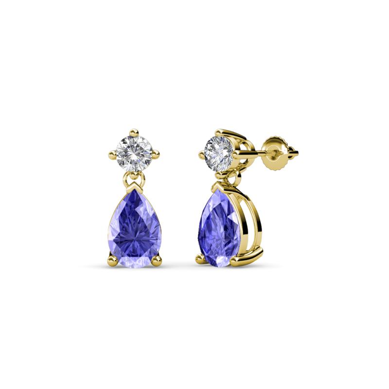 Arina Pear Shape 7x5 mm Tanzanite and Diamond Dangle Stud Earrings 