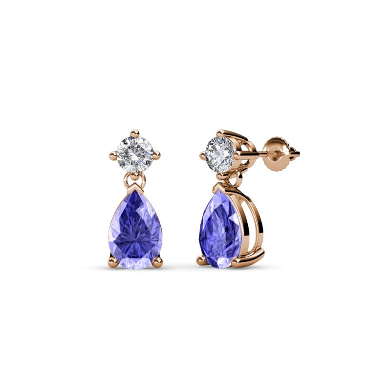 Arina Pear Shape 7x5 mm Tanzanite and Diamond Dangle Stud Earrings 