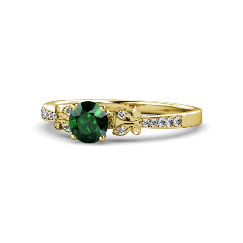 Freya Emerald and Diamond Butterfly Engagement Ring 