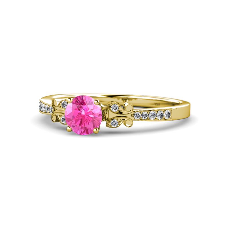 Freya Lab Created Pink Sapphire and Diamond Butterfly Engagement Ring 