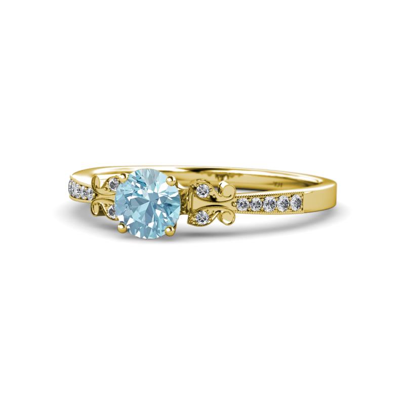 Freya Aquamarine and Diamond Butterfly Engagement Ring 