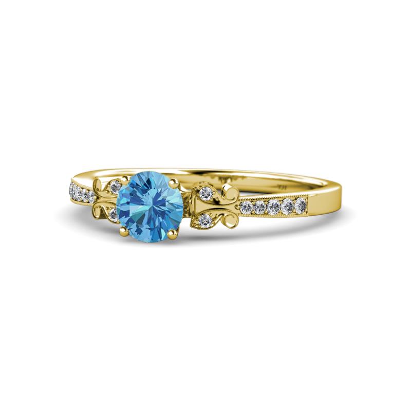 Freya Blue Topaz and Diamond Butterfly Engagement Ring 