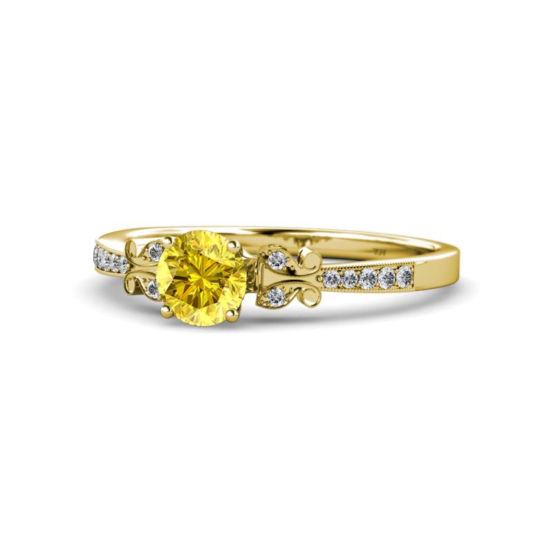 Freya Lab Created Yellow Sapphire and Diamond Butterfly Engagement Ring 