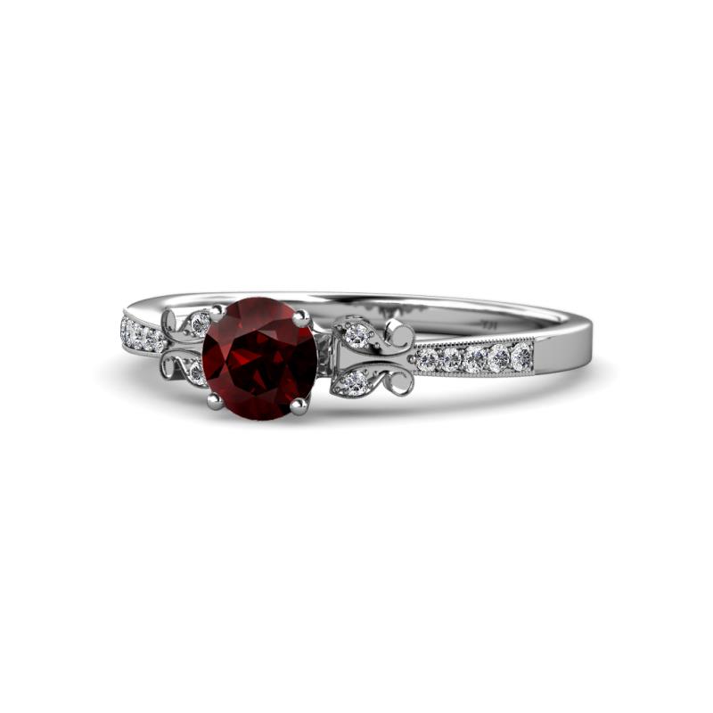 Freya Red Garnet and Diamond Butterfly Engagement Ring 