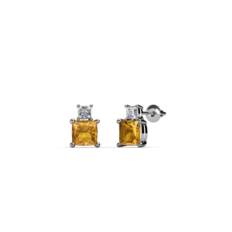 Sera Citrine and Diamond Two Stone Stud Earrings 