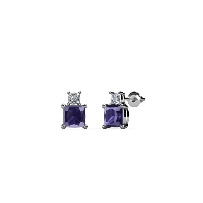 Sera Iolite and Diamond Two Stone Stud Earrings 