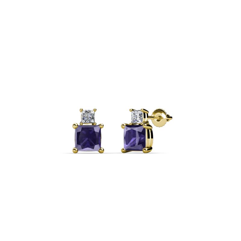 Sera Iolite and Diamond Two Stone Stud Earrings 