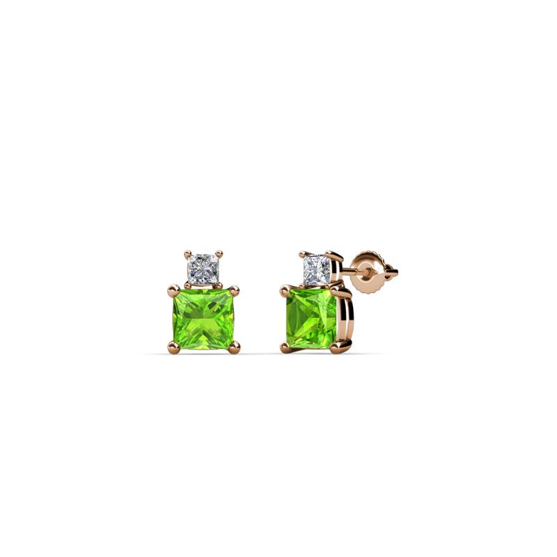 Sera Peridot and Diamond Two Stone Stud Earrings 