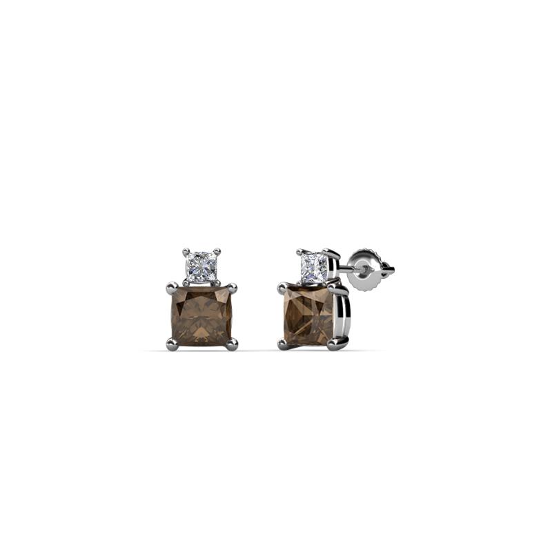Sera Smoky Quartz and Diamond Two Stone Stud Earrings 