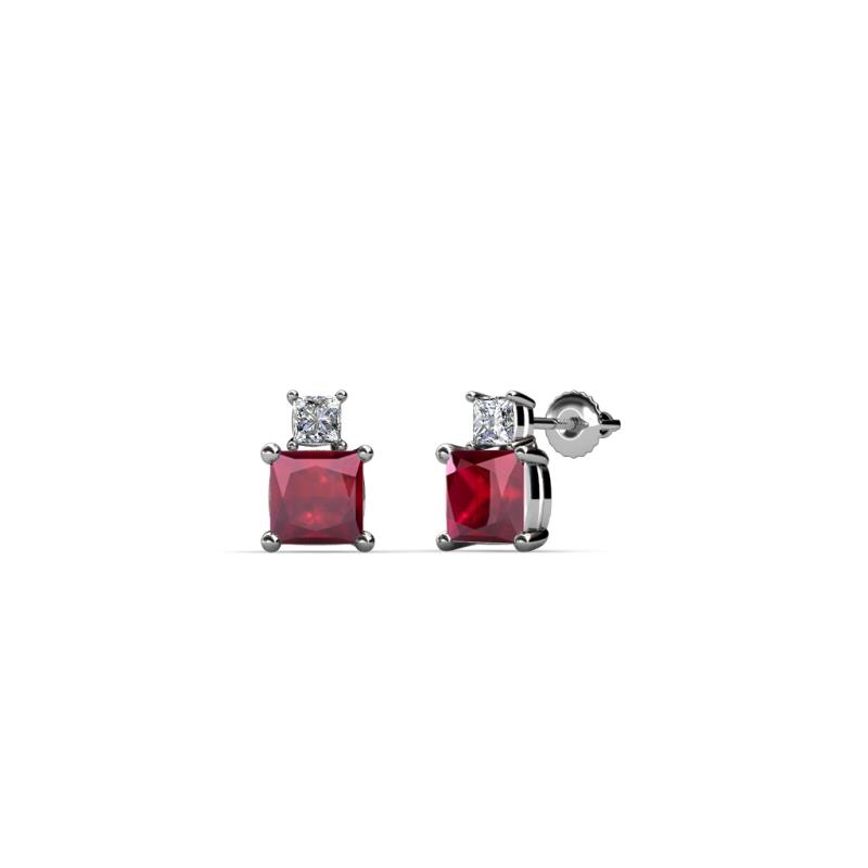 Sera Ruby and Diamond Two Stone Stud Earrings 