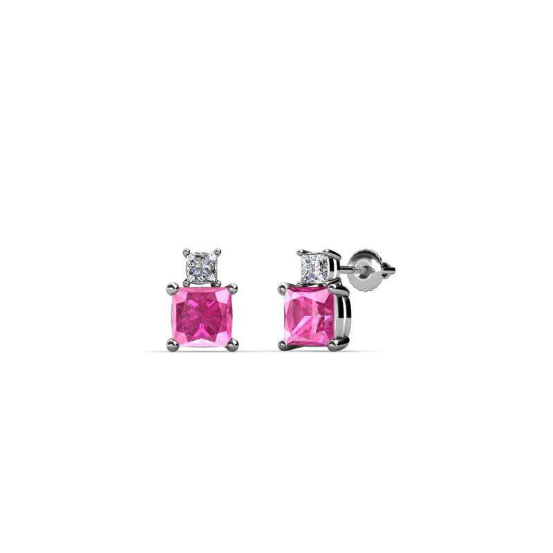 Sera Pink Sapphire and Diamond Two Stone Stud Earrings 