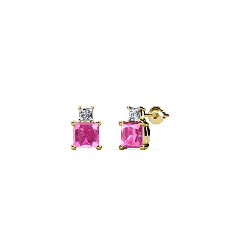 Sera Pink Sapphire and Diamond Two Stone Stud Earrings 