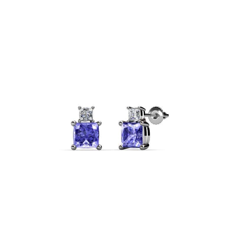Sera Tanzanite and Diamond Two Stone Stud Earrings 