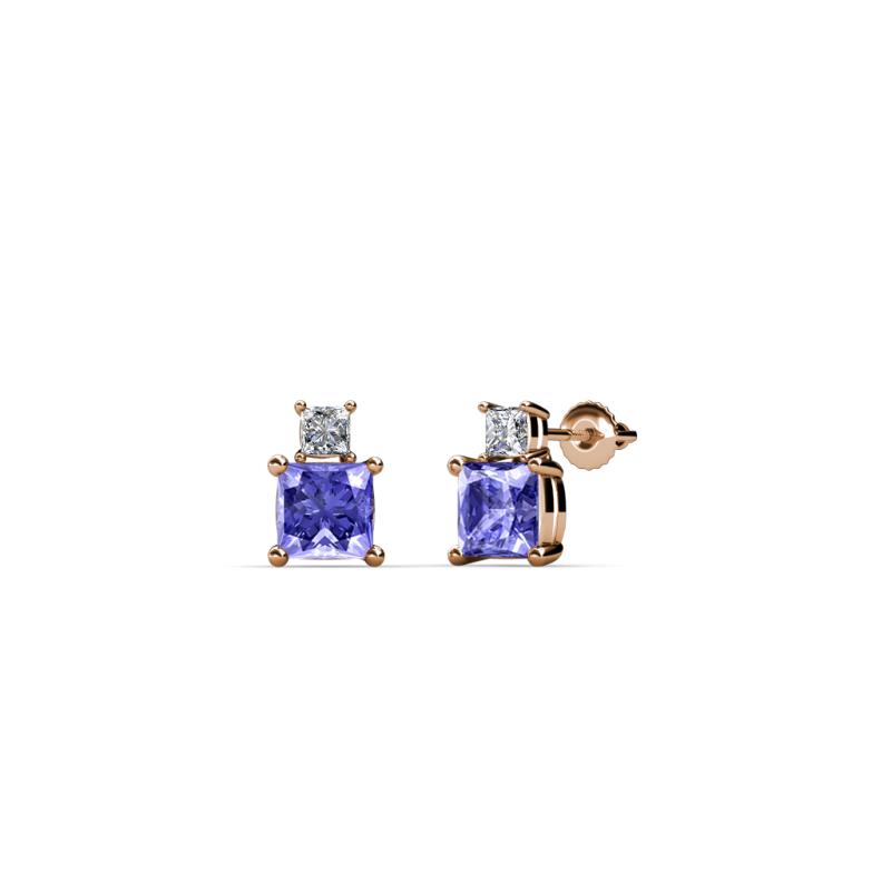Sera Tanzanite and Diamond Two Stone Stud Earrings 