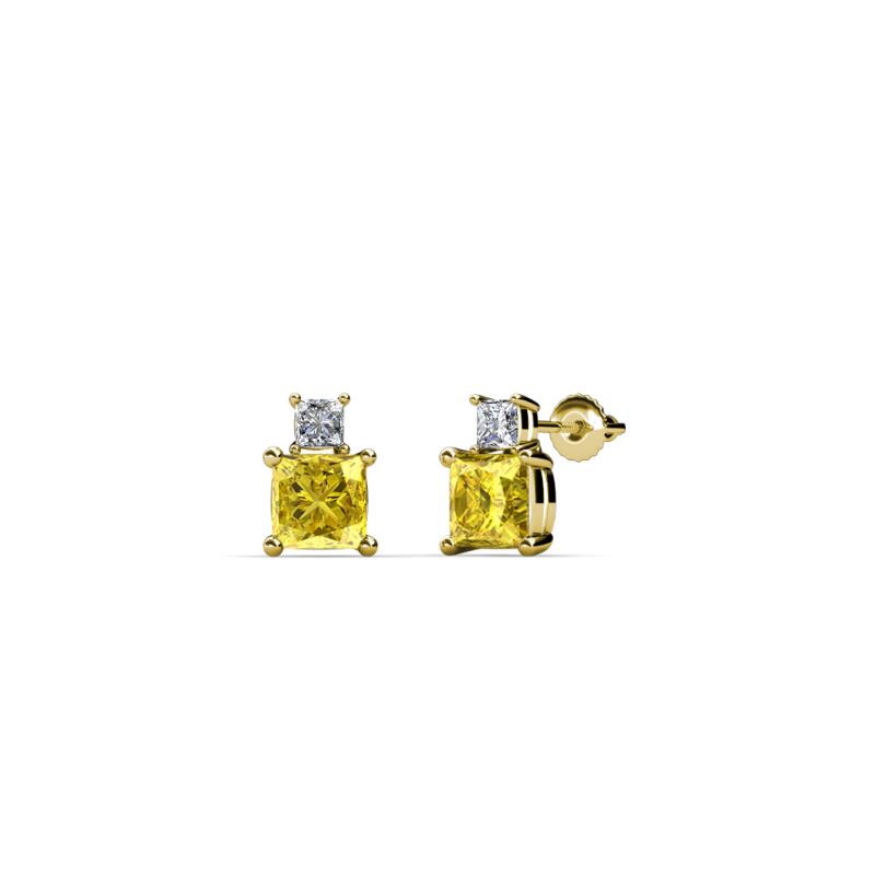 Sera Yellow Sapphire and Diamond Two Stone Stud Earrings 