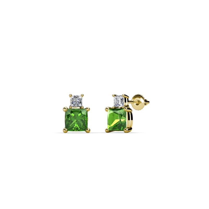 Sera Green Garnet and Diamond Two Stone Stud Earrings 