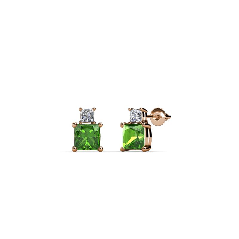 Sera Green Garnet and Diamond Two Stone Stud Earrings 