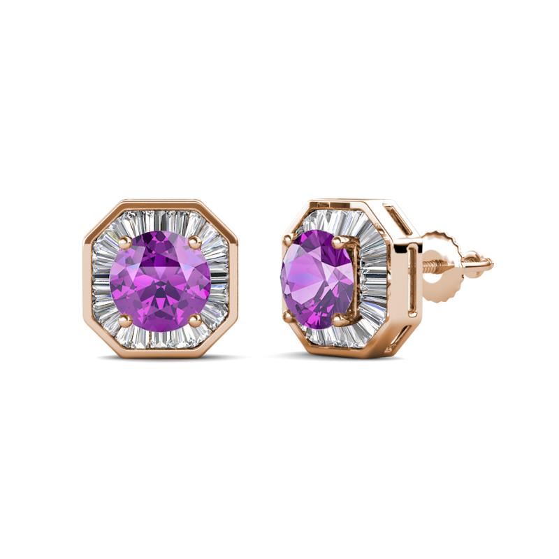 Kaia Amethyst and Diamond Halo Stud Earrings 