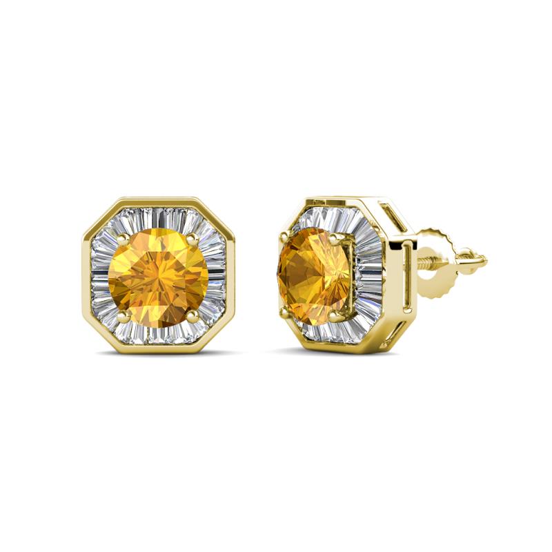 Kaia Citrine and Diamond Halo Stud Earrings 