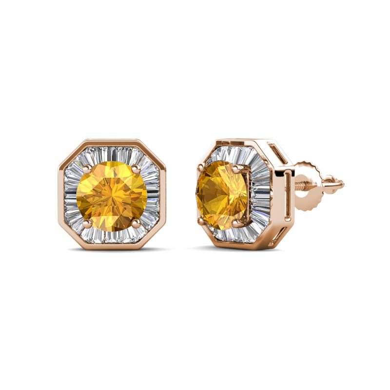 Kaia Citrine and Diamond Halo Stud Earrings 