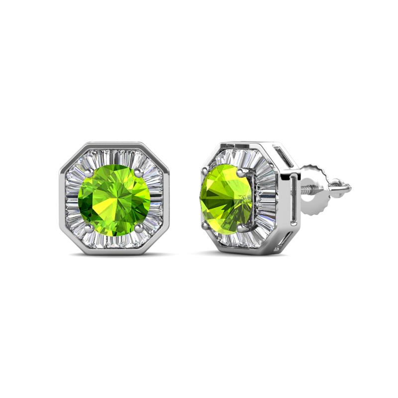 Kaia Peridot and Diamond Halo Stud Earrings 