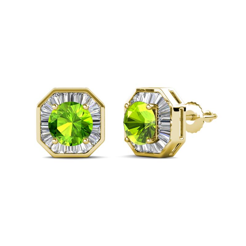 Kaia Peridot and Diamond Halo Stud Earrings 