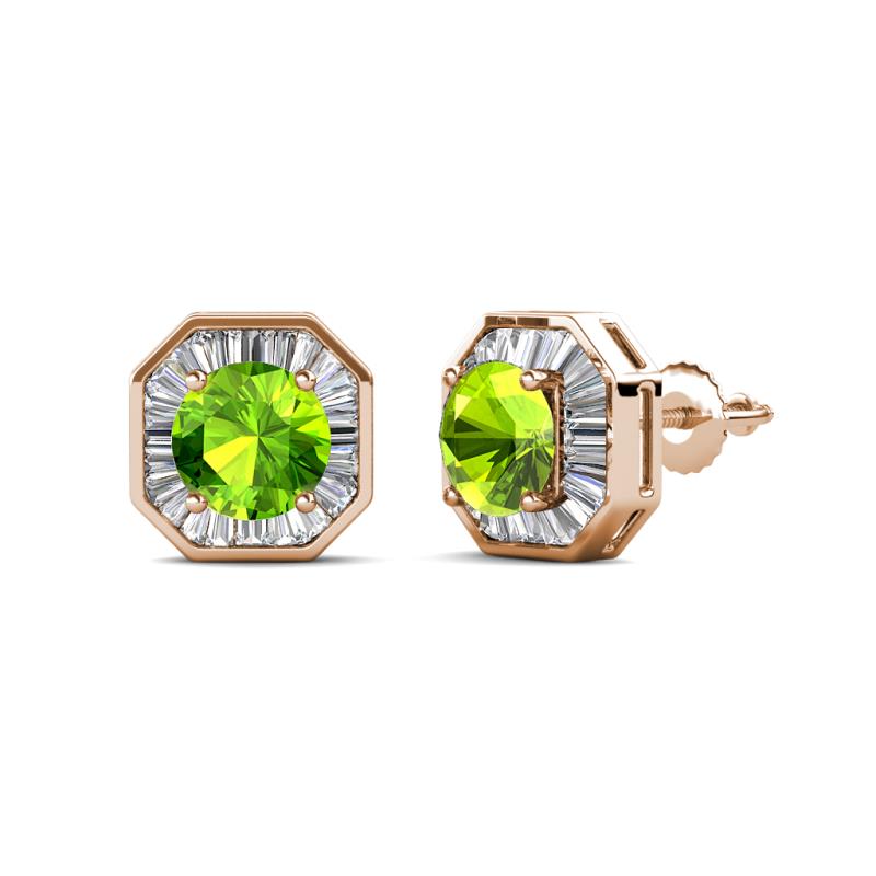 Kaia Peridot and Diamond Halo Stud Earrings 