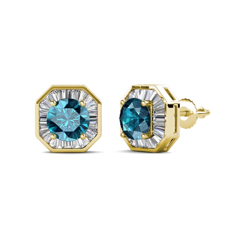 Kaia London Blue Topaz and Diamond Halo Stud Earrings 