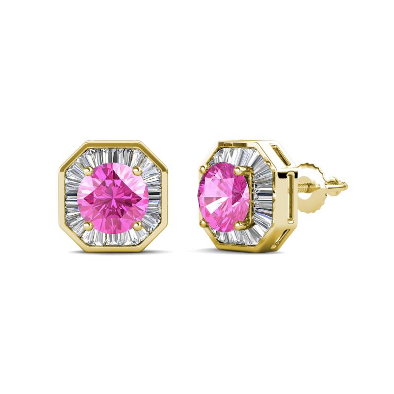 Kaia Pink Sapphire and Diamond Halo Stud Earrings 