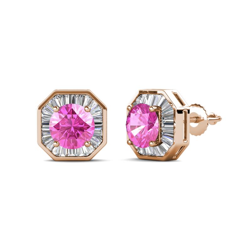 Kaia Pink Sapphire and Diamond Halo Stud Earrings 
