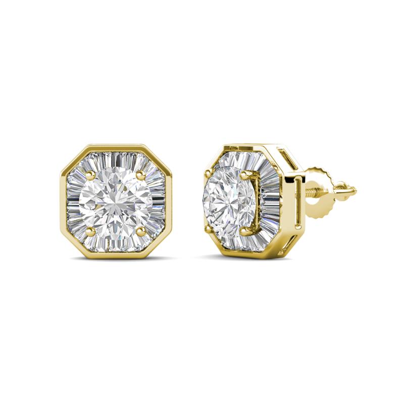 Kaia White Sapphire and Diamond Halo Stud Earrings 