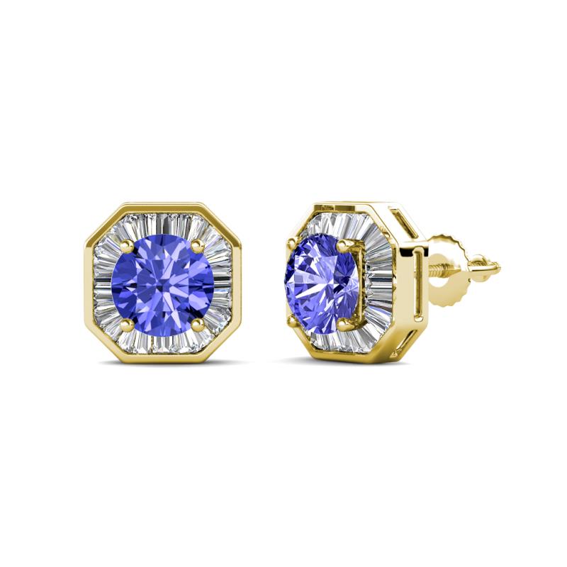 Kaia Tanzanite and Diamond Halo Stud Earrings 
